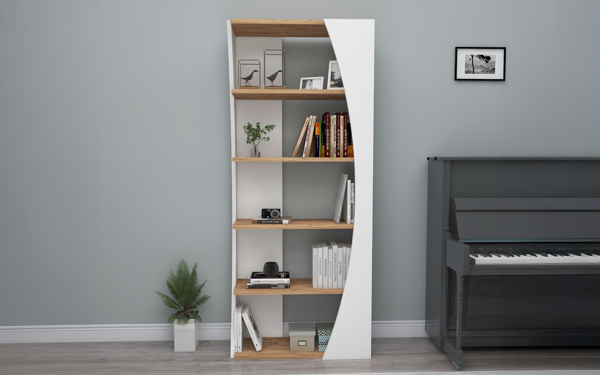 Etajera Glis, pin + alb  1